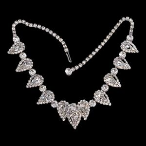 Vintage Clear Rhinestone Necklace, Unsigned Weiss, Caged Marquise Rhinestones